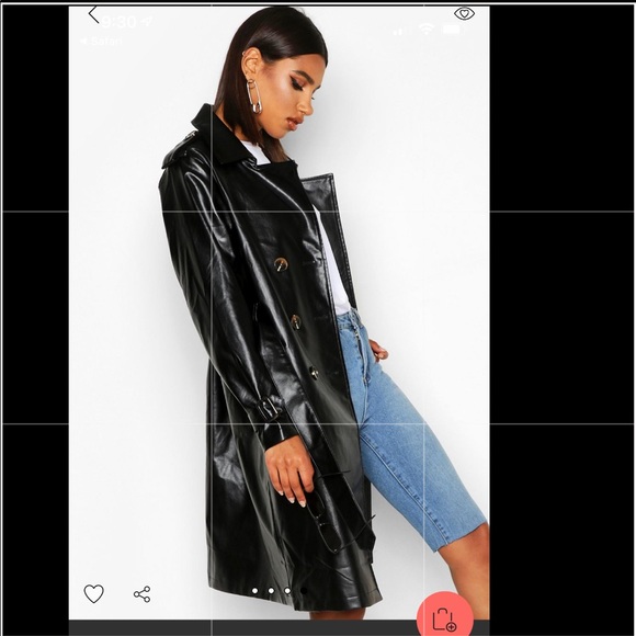 NWOT Boohoo Faux Leather Trench Coat - Picture 3 of 11